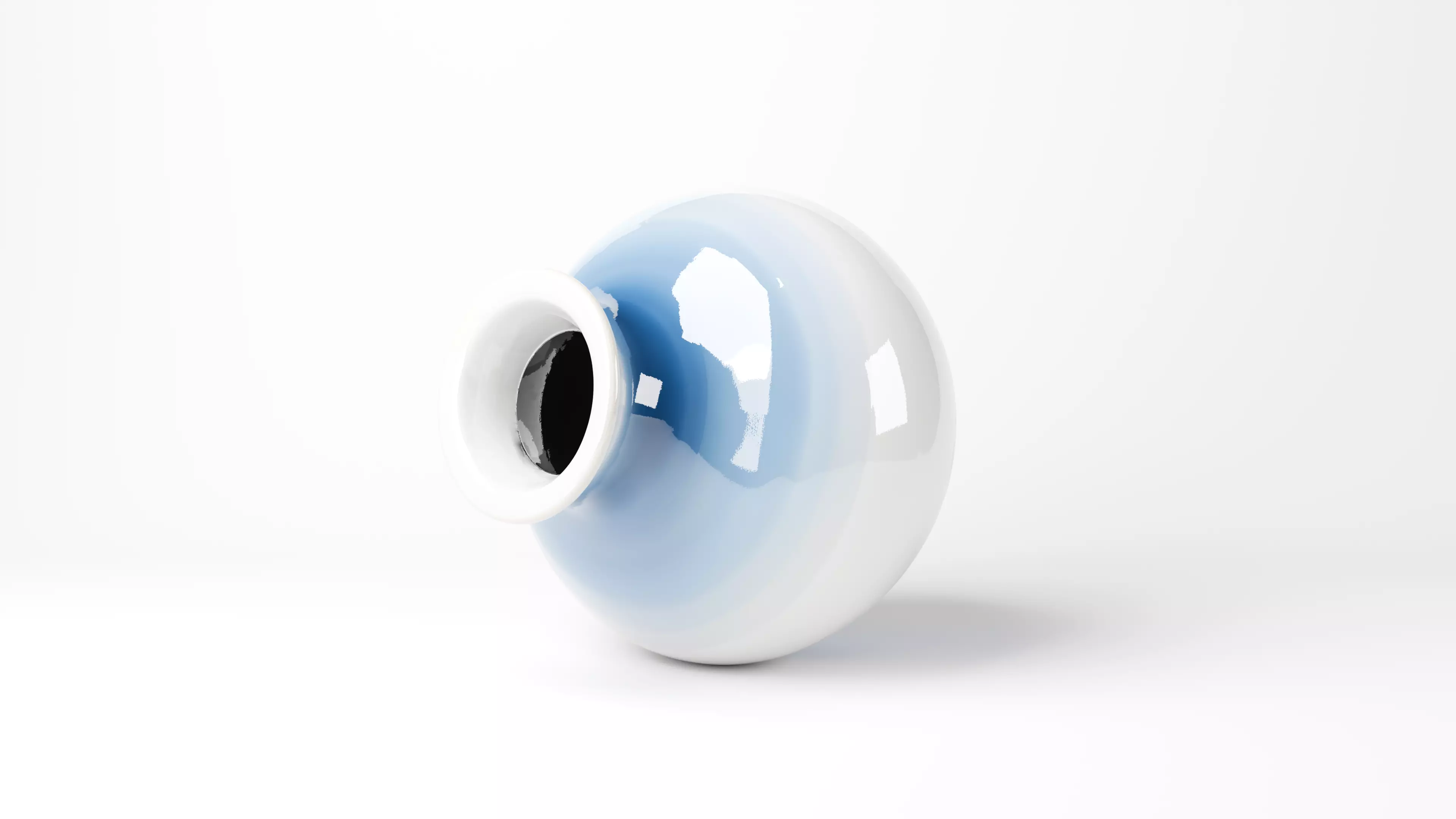 Blue Gradient Ceramic Vase  Modern Vase for Interior Design 3D model_2