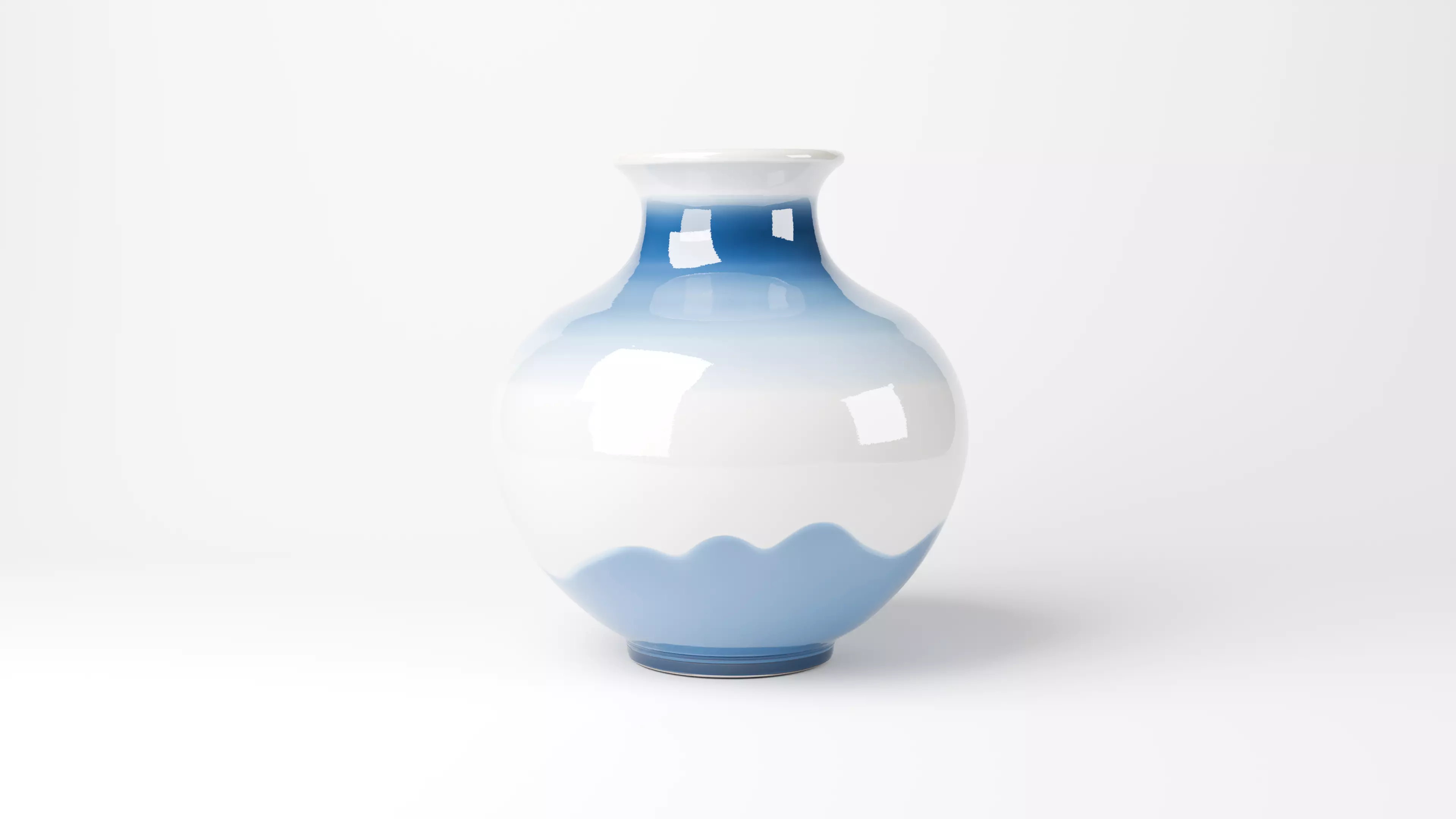 Blue Gradient Ceramic Vase  Modern Vase for Interior Design 3D model_0