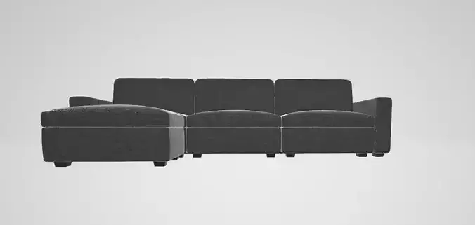 L-Shaped Convertible Sectional Sofa with 190L Storage Chaise Low-poly 3D model