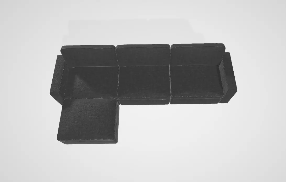 L-Shaped Convertible Sectional Sofa with 190L Storage Chaise Low-poly 3D model_13