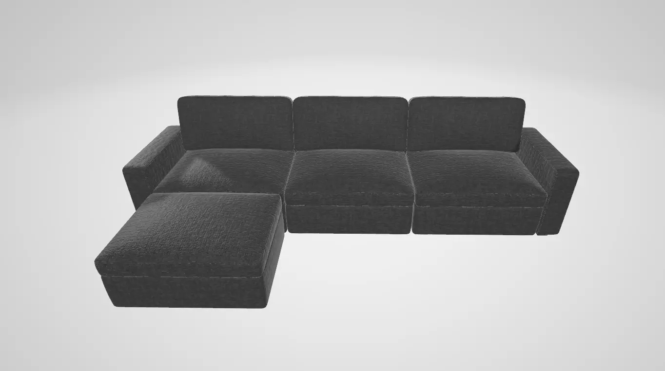 L-Shaped Convertible Sectional Sofa with 190L Storage Chaise Low-poly 3D model_7