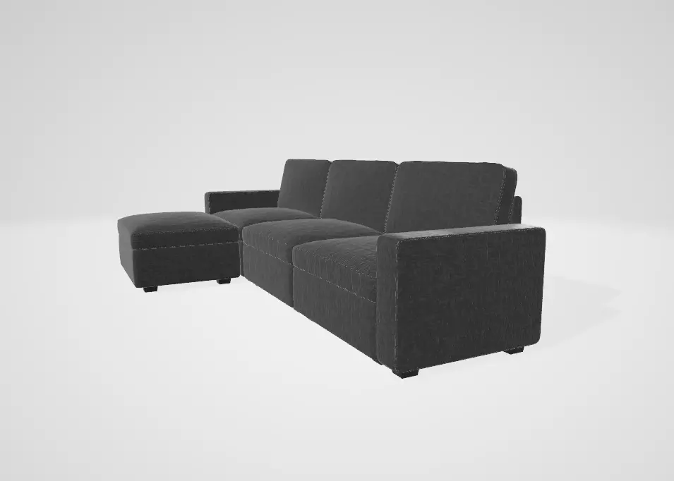 L-Shaped Convertible Sectional Sofa with 190L Storage Chaise Low-poly 3D model_8