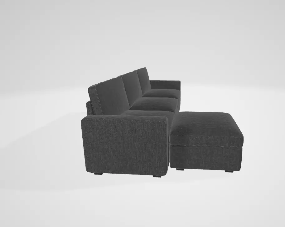 L-Shaped Convertible Sectional Sofa with 190L Storage Chaise Low-poly 3D model_2