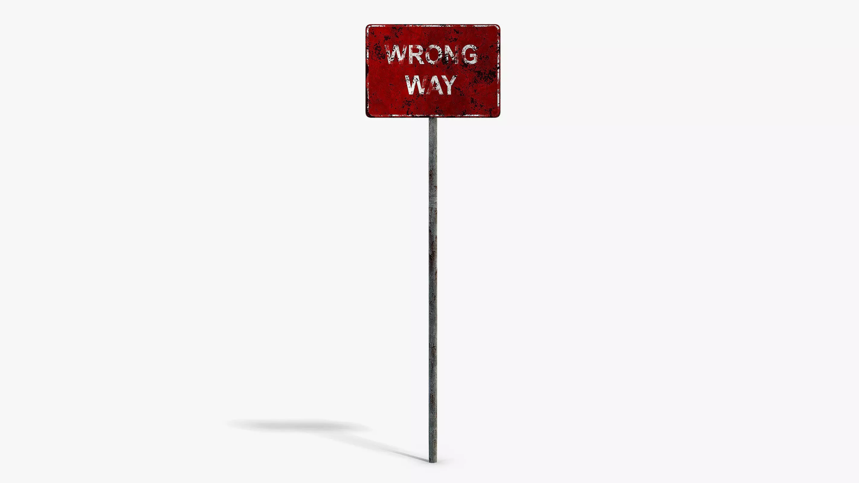 Damaged Wrong Way Sign Low-poly 3D model_0