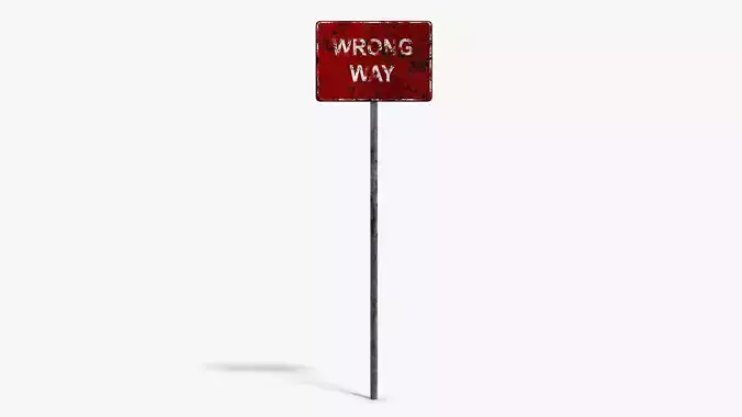 Damaged Wrong Way Sign Low-poly 3D model