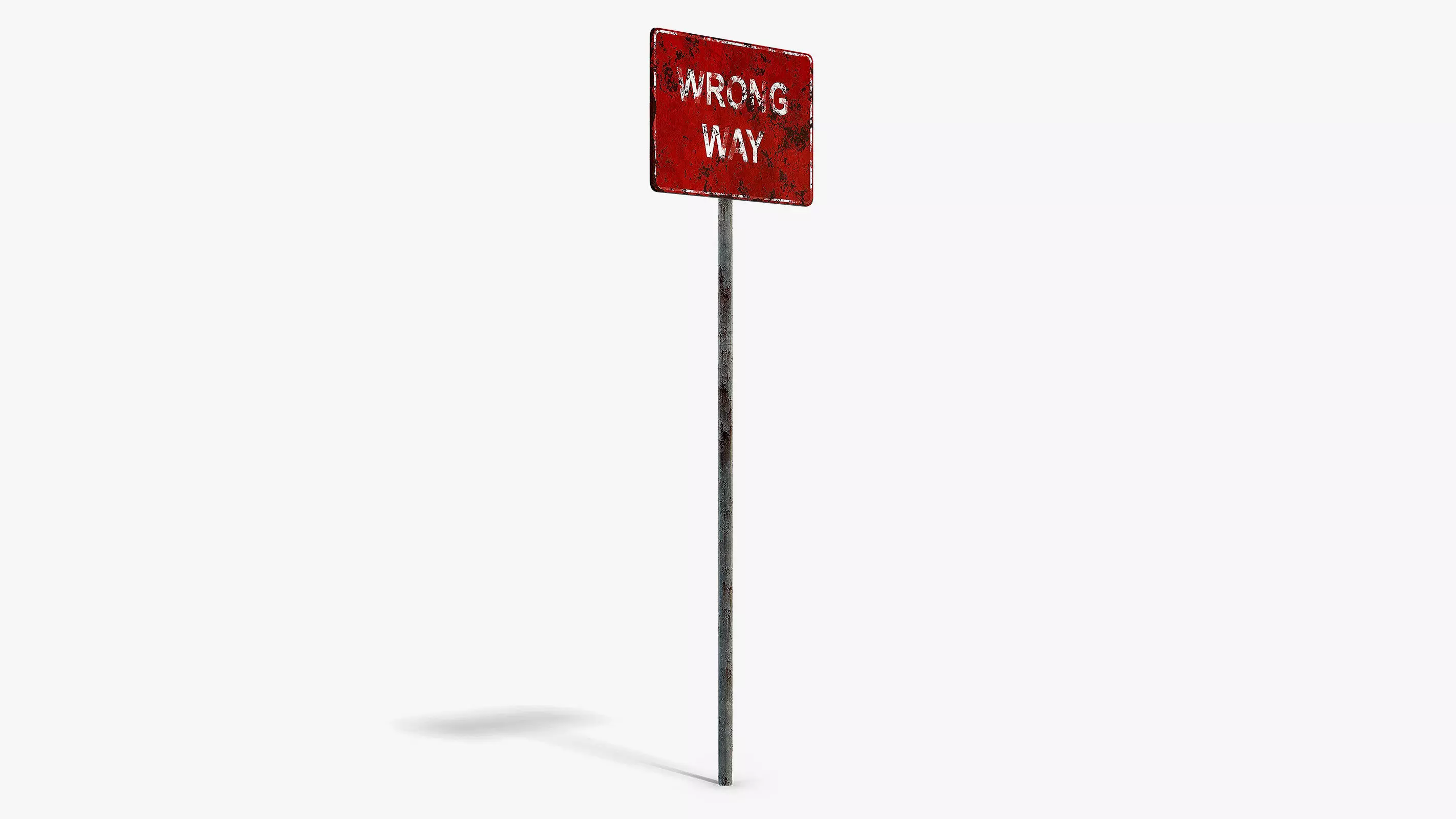 Damaged Wrong Way Sign Low-poly 3D model_1
