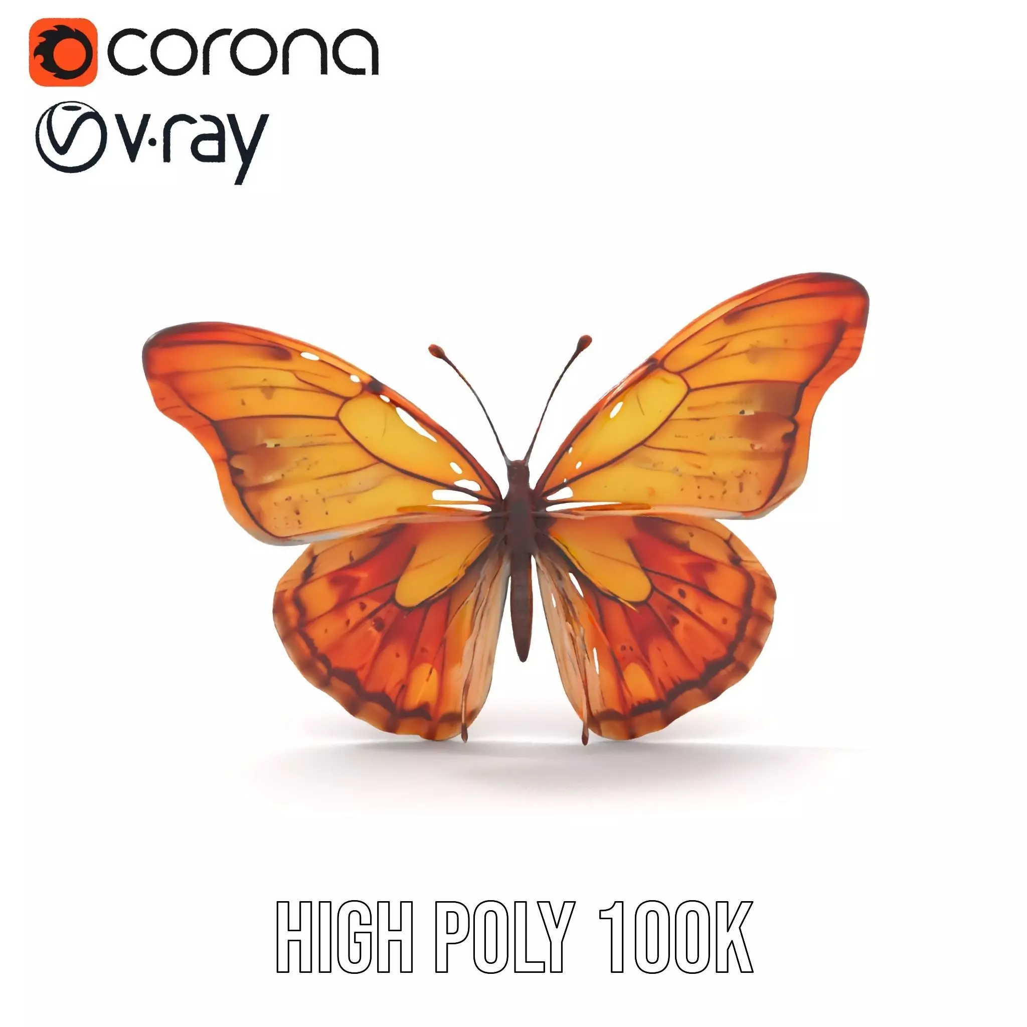 Elegant Monarch Butterfly model pack Low-poly 3D model_22