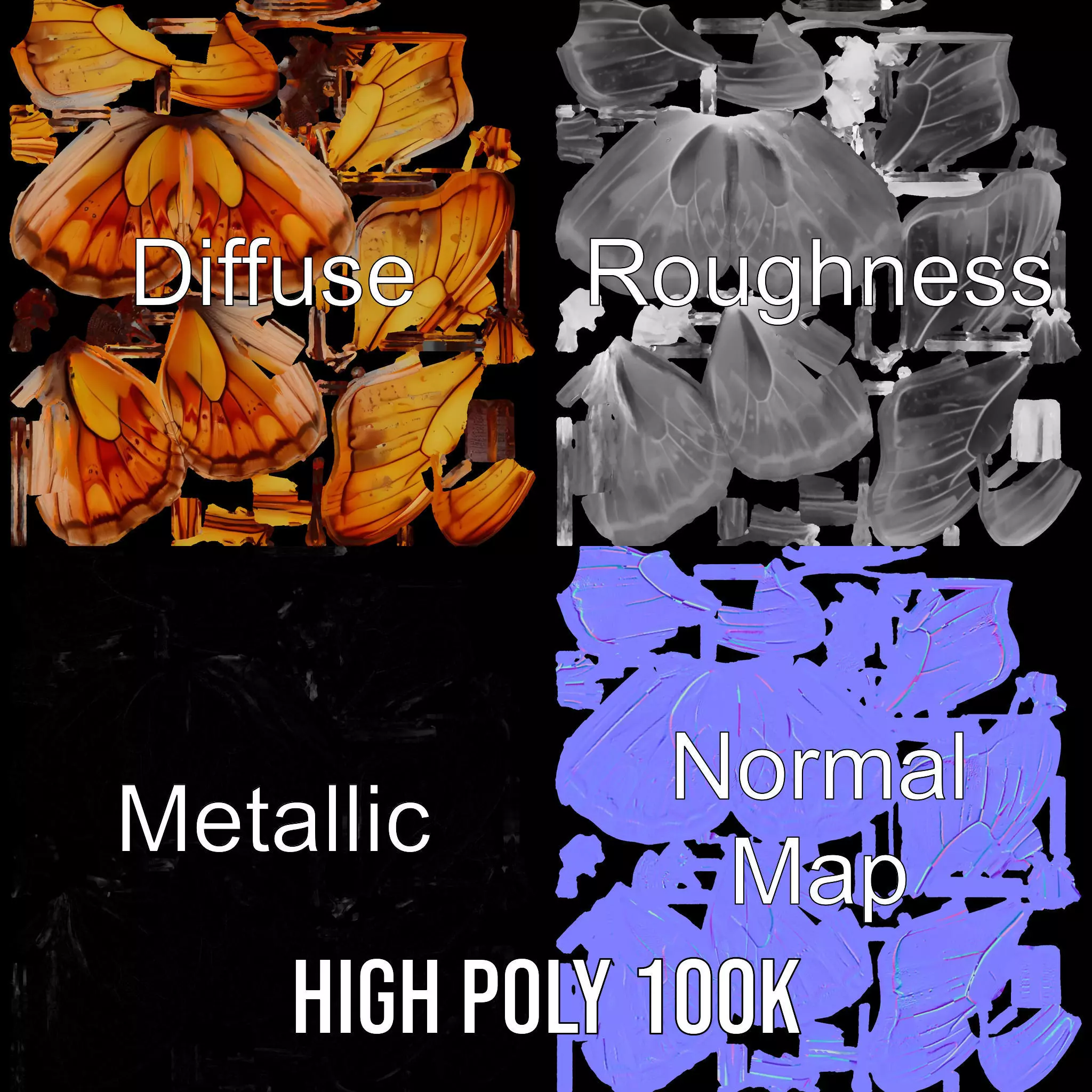 Elegant Monarch Butterfly model pack Low-poly 3D model_3