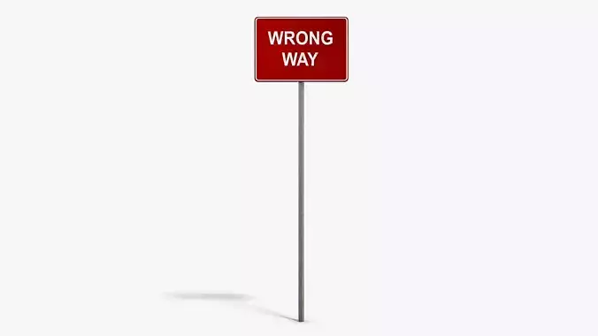 Wrong Way Sign Low-poly 3D model