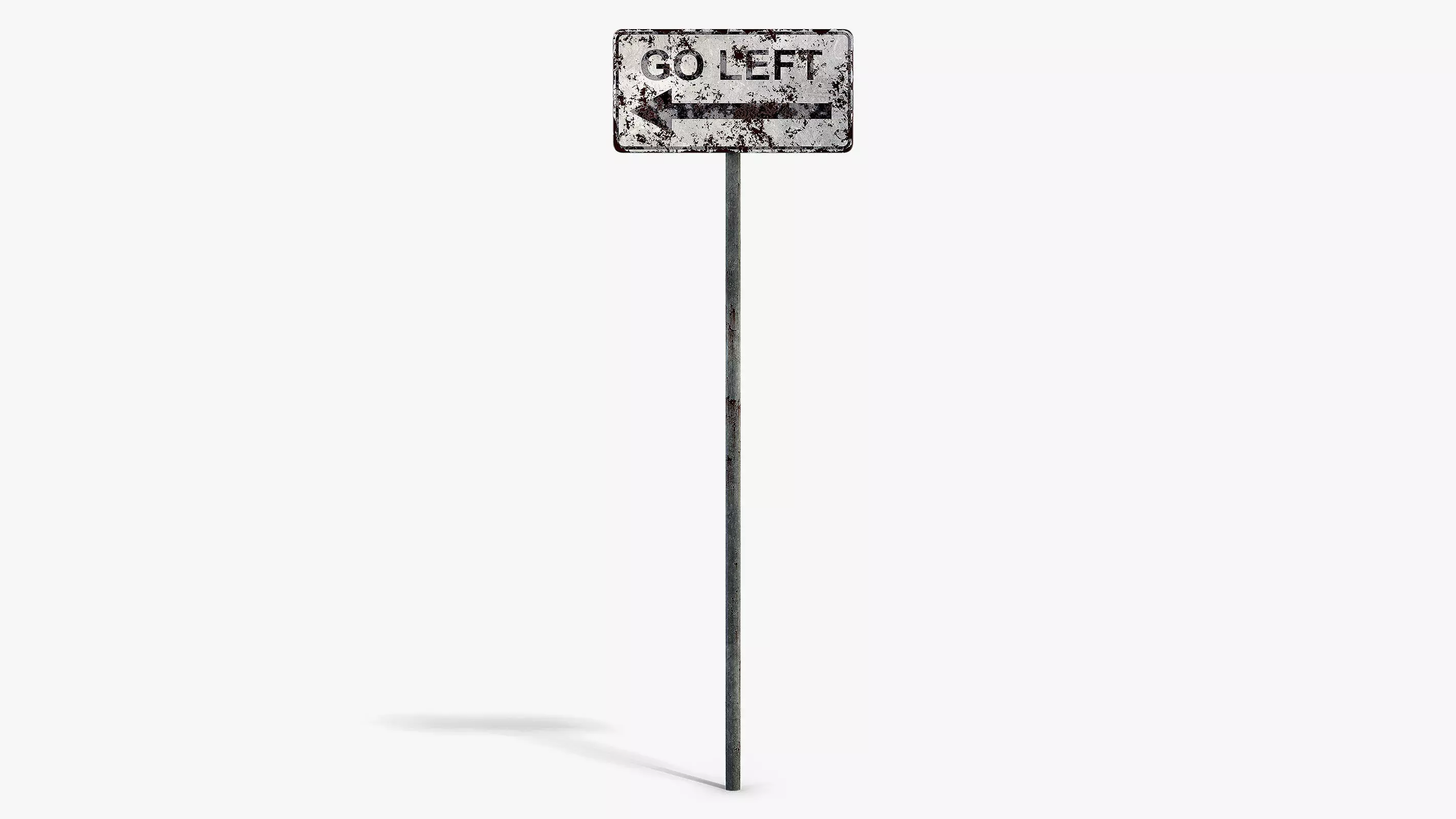 Damaged Go Left Sign Low-poly 3D model_0