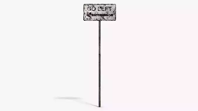 Damaged Go Left Sign Low-poly 3D model