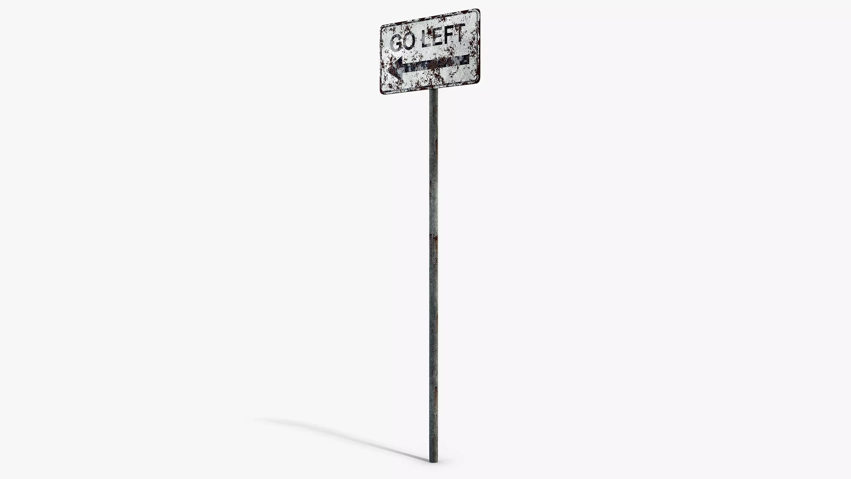Damaged Go Left Sign Low-poly 3D model_5