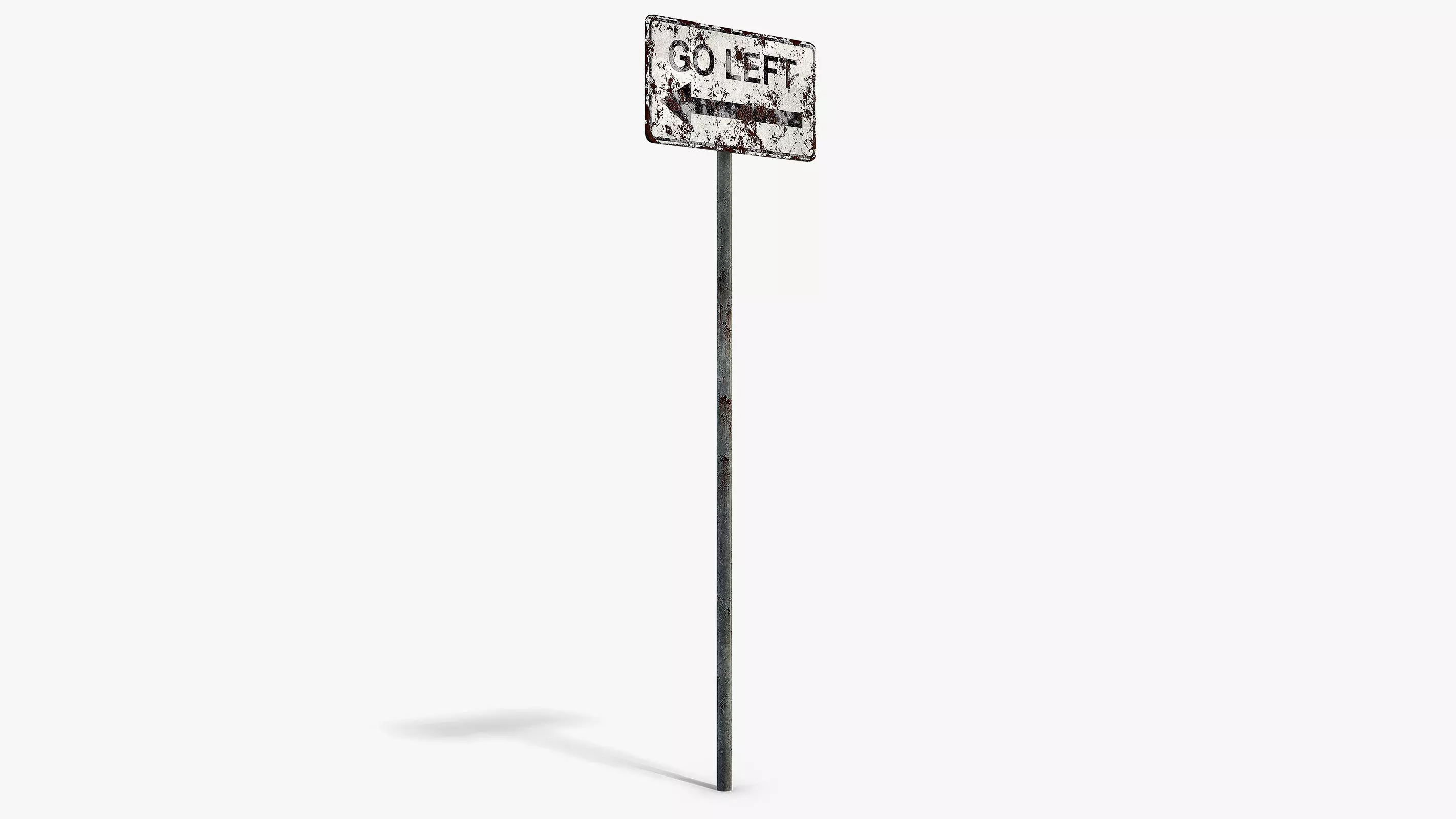Damaged Go Left Sign Low-poly 3D model_1