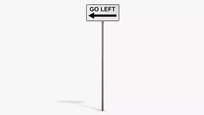 Go Left Sign Low-poly 3D model