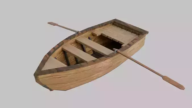 Low Poly 3D Rowboat Model - PBR Texture