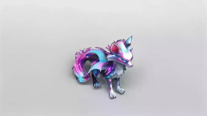 Mystical Neon Fox 3D Model
