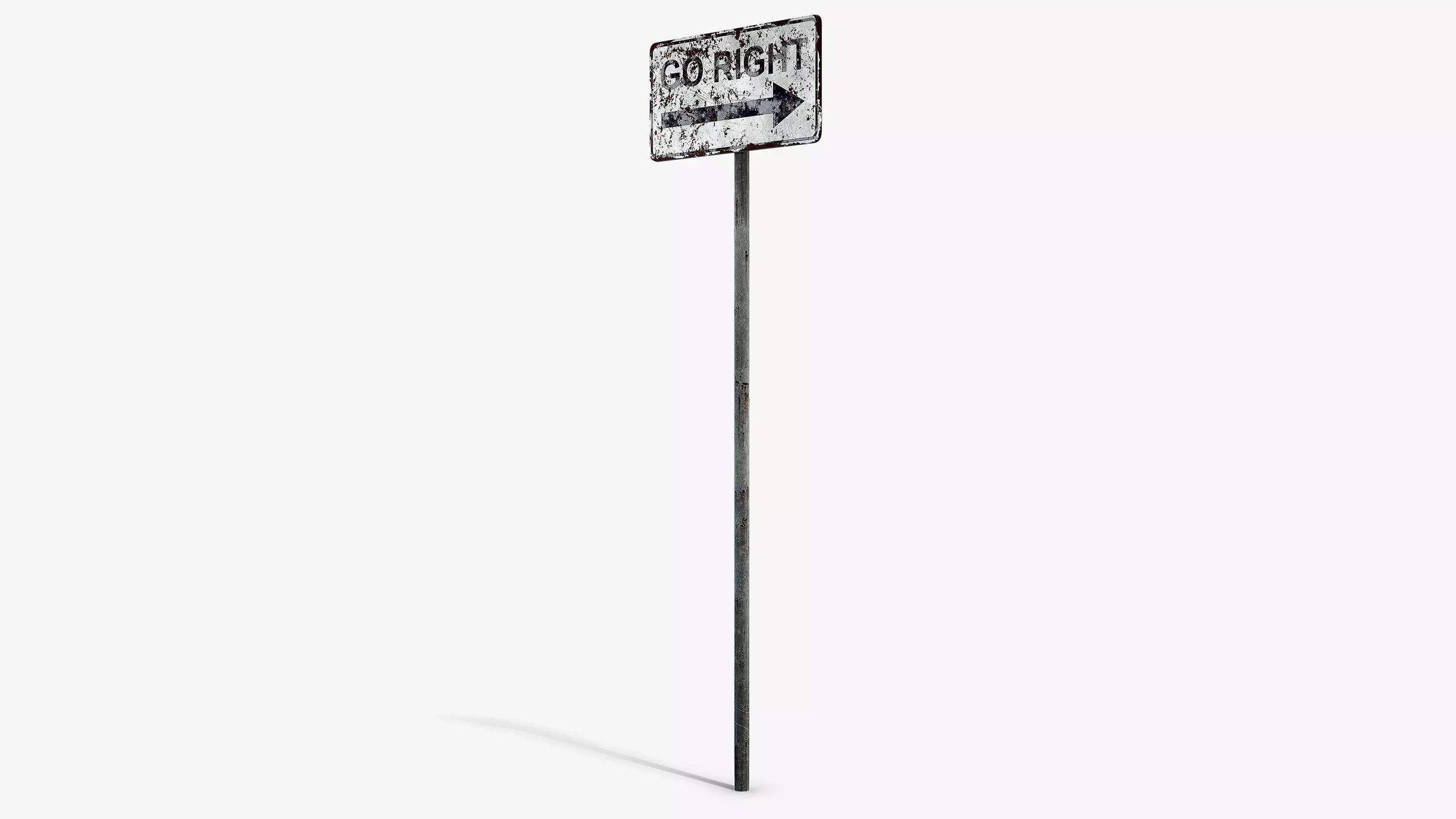 Damaged Go Right Sign Low-poly 3D model_5
