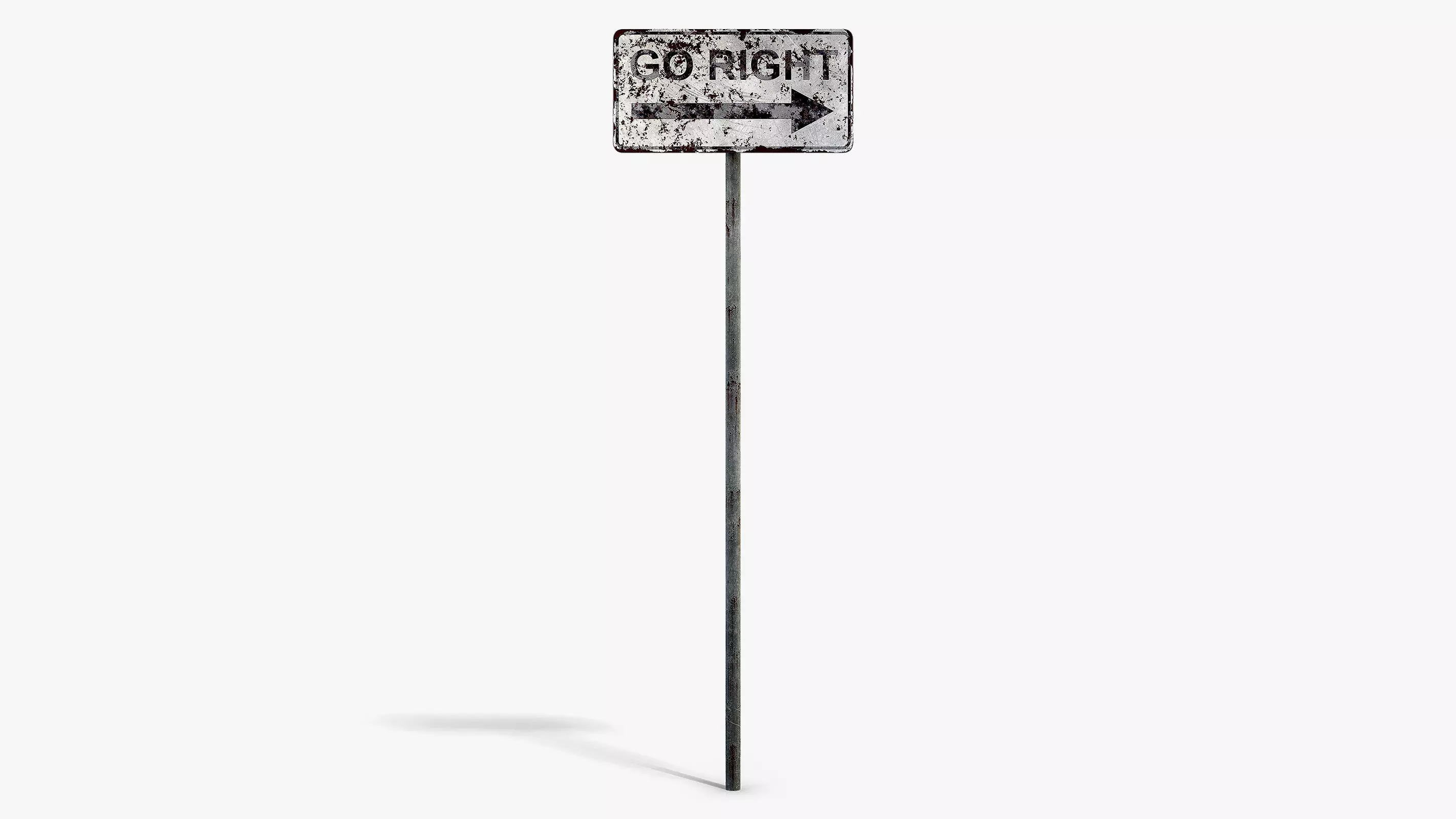 Damaged Go Right Sign Low-poly 3D model_0