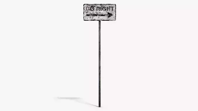 Damaged Go Right Sign Low-poly 3D model