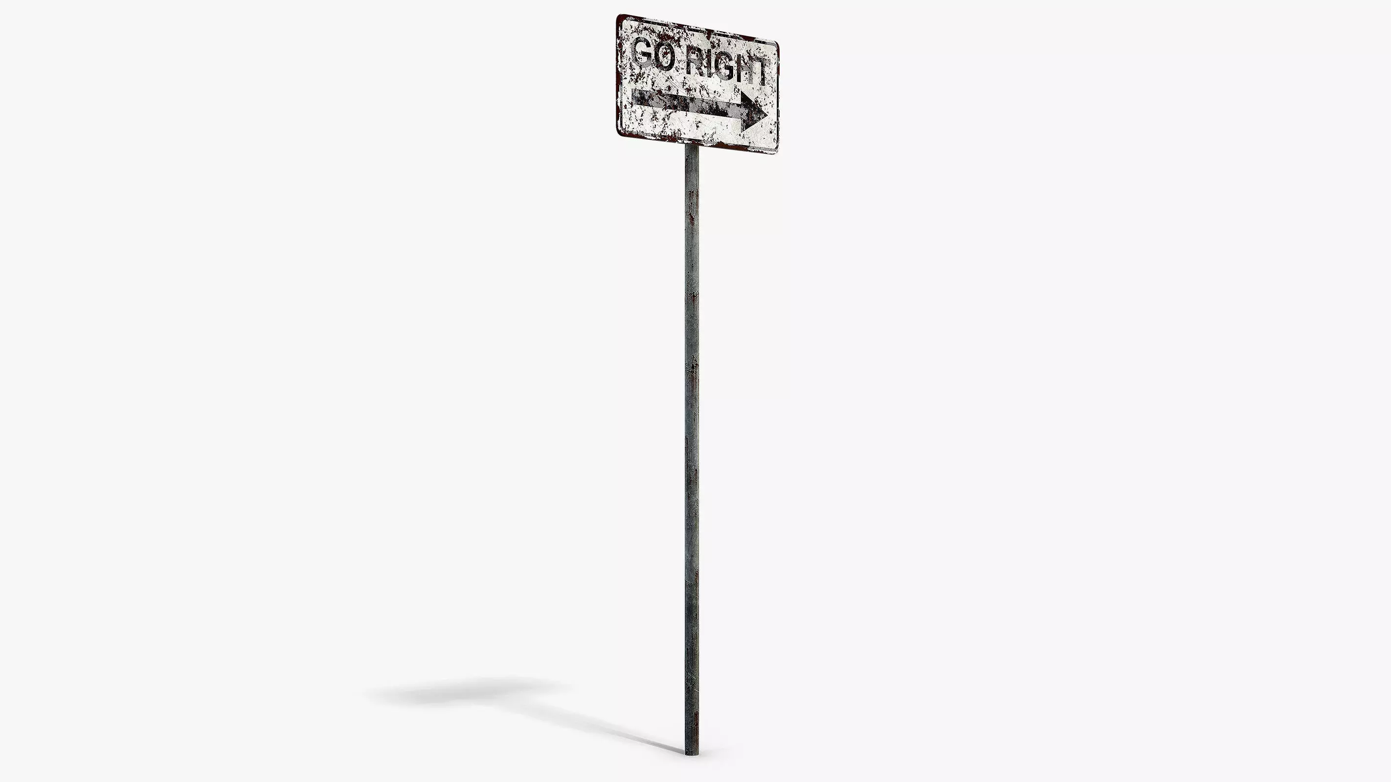 Damaged Go Right Sign Low-poly 3D model_1