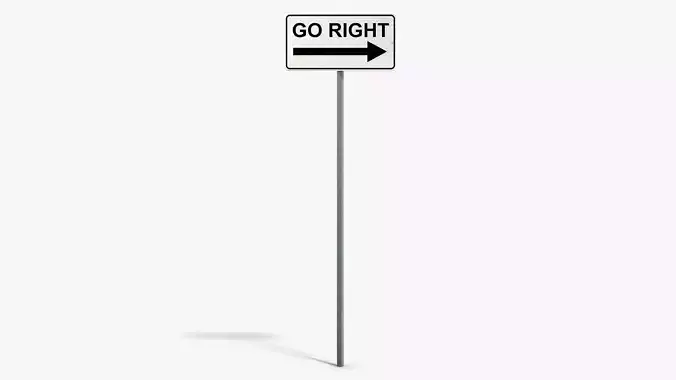 Go Right Sign Low-poly 3D model