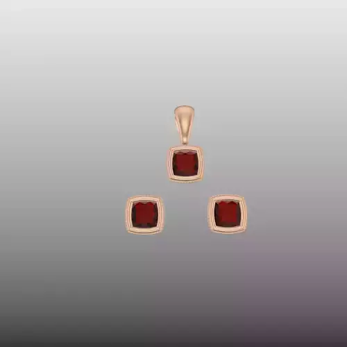 Barion Cut Earrings And Pendant Set