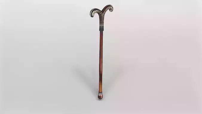 Elegant Wooden Walking Cane with Ornate Handle