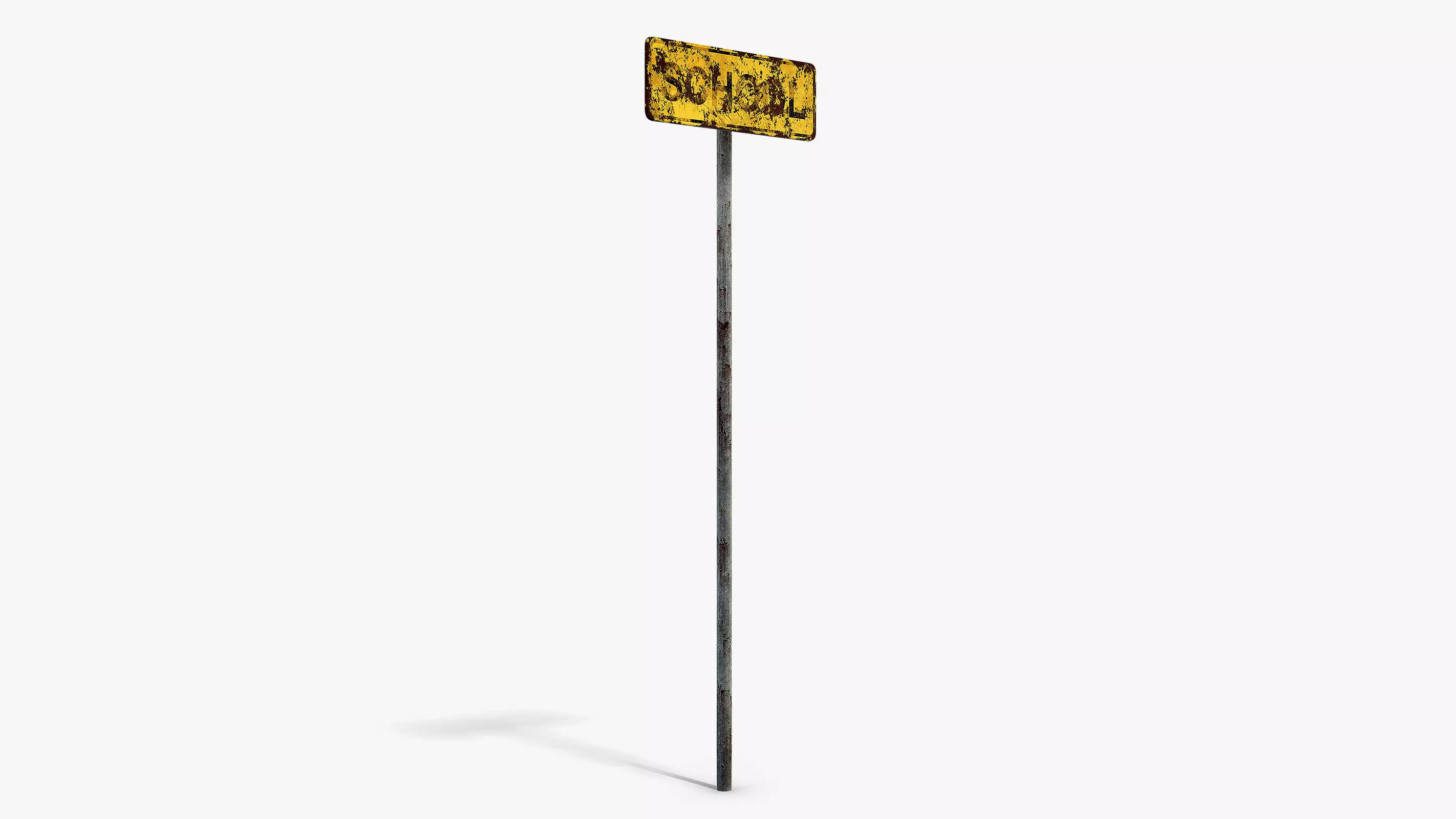 Damaged School Sign Low-poly 3D model_1