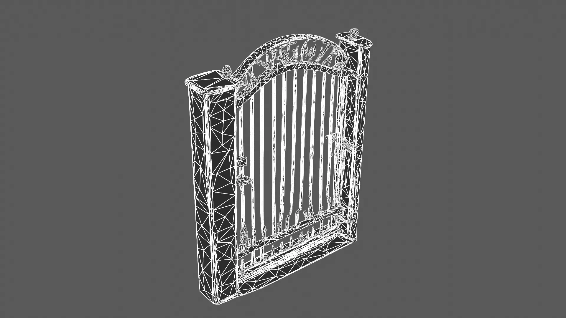 Elegant Wrought Iron Garden Gate with Stone Pillars 3D model_5