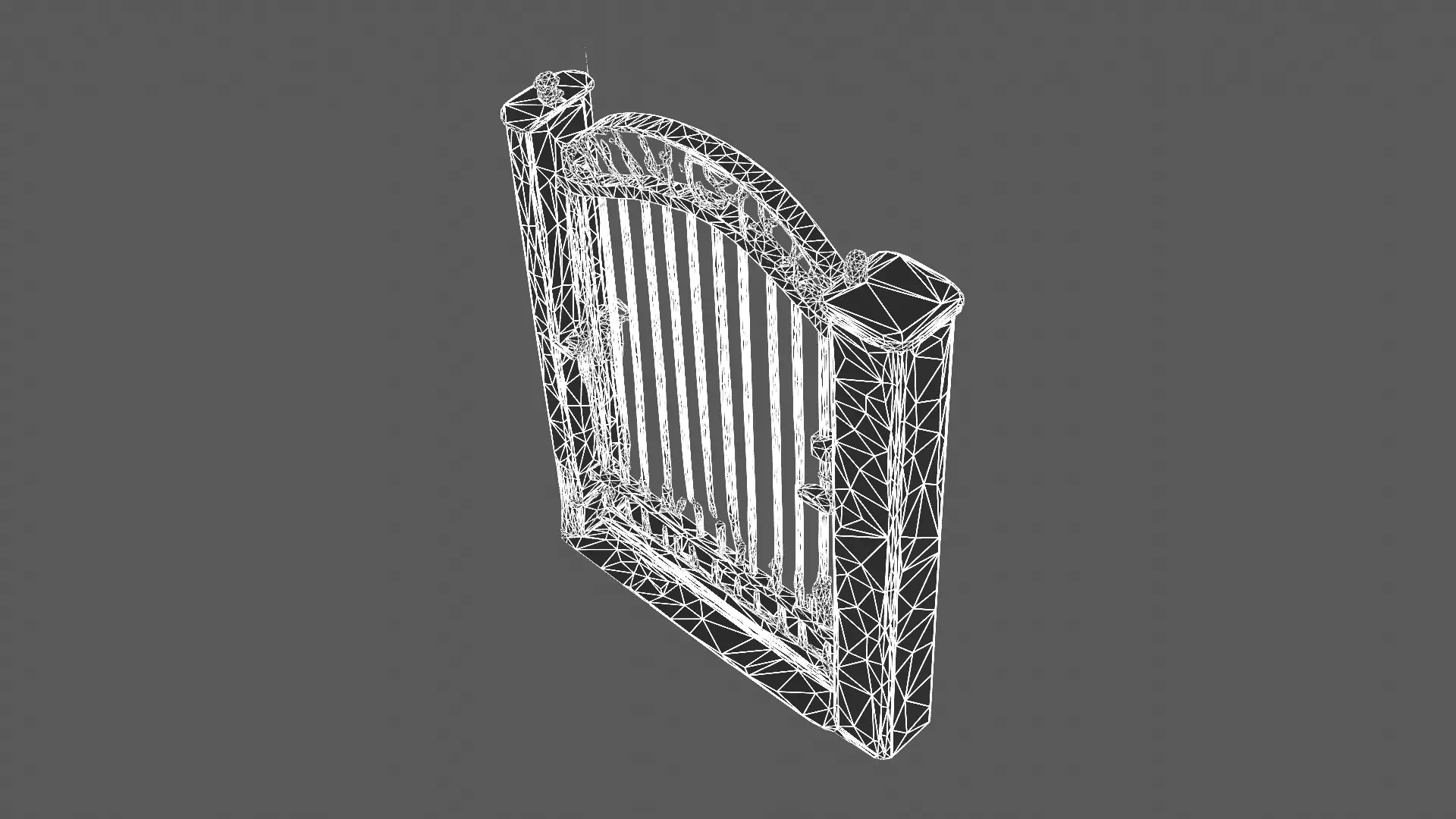 Elegant Wrought Iron Garden Gate with Stone Pillars 3D model_9