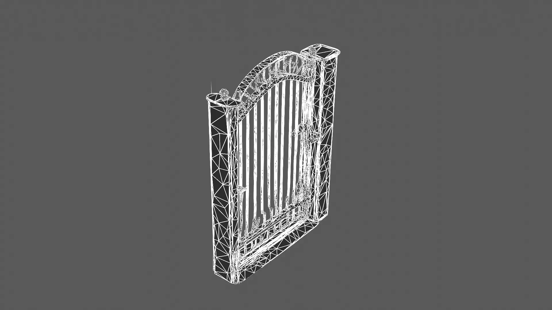 Elegant Wrought Iron Garden Gate with Stone Pillars 3D model_8