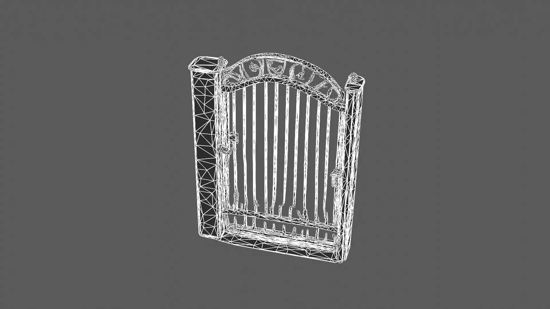 Elegant Wrought Iron Garden Gate with Stone Pillars 3D model_6