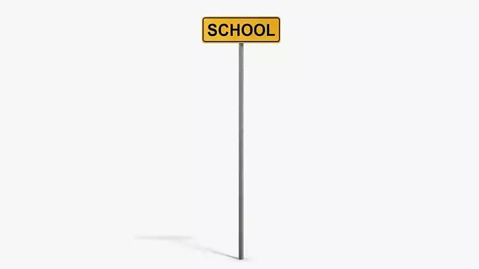 School Sign Low-poly 3D model