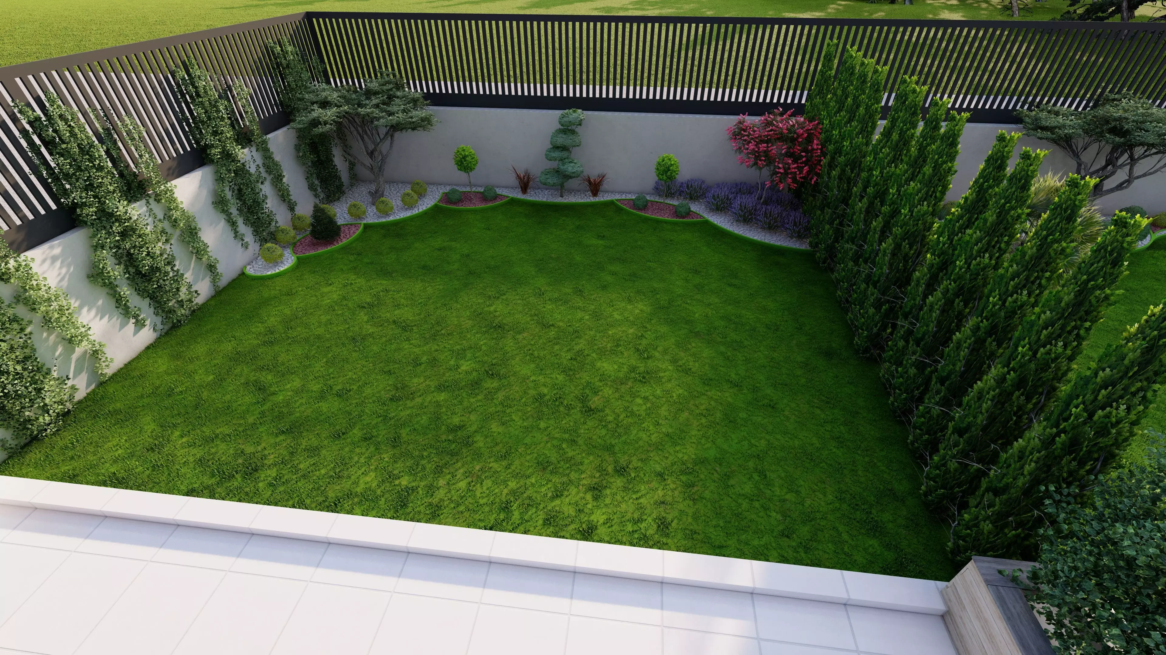 Detailed 3D Landscape Garden Model with Trees and Plants 3D model_6