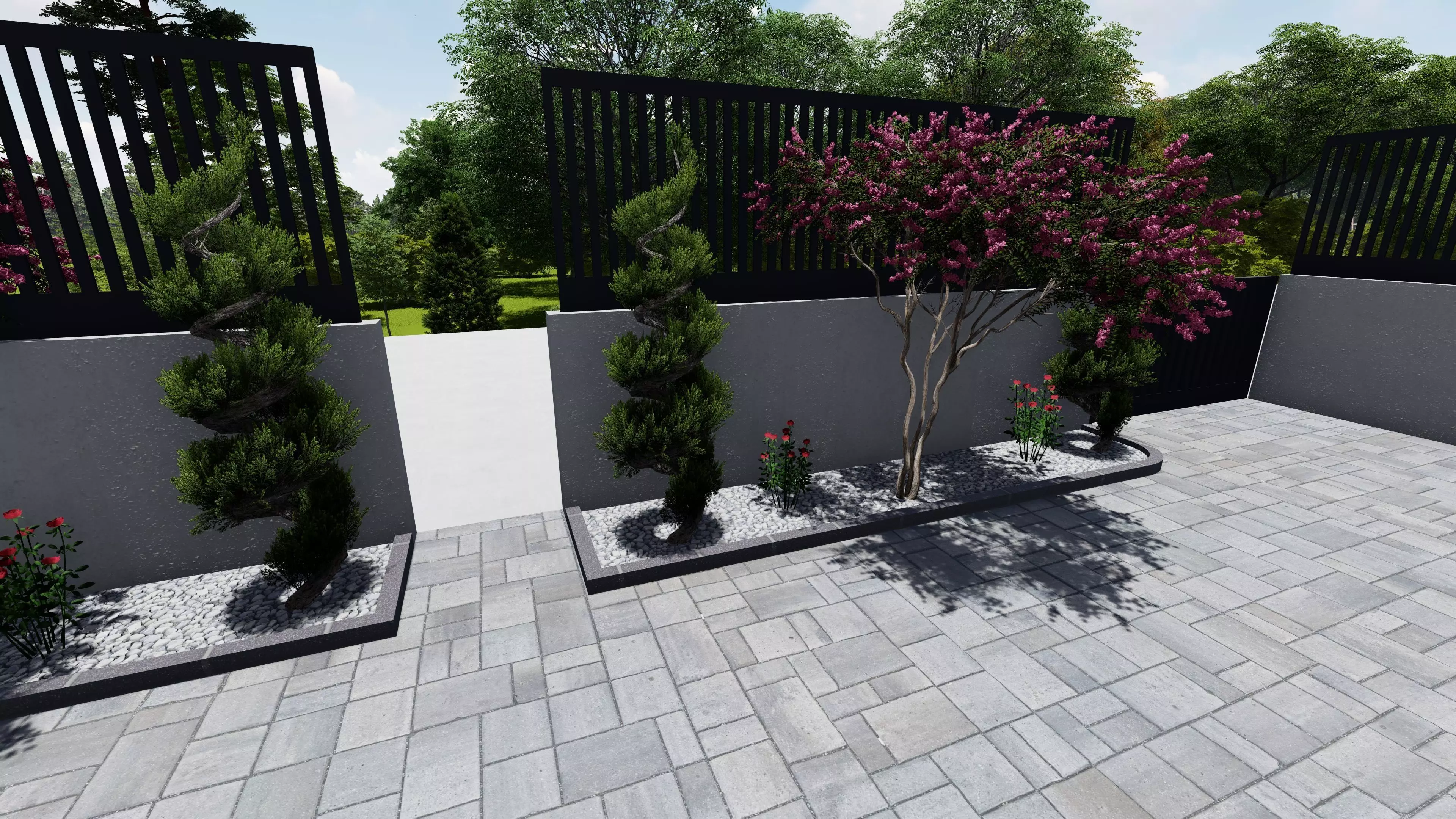 Detailed 3D Landscape Garden Model with Trees and Plants 3D model_5