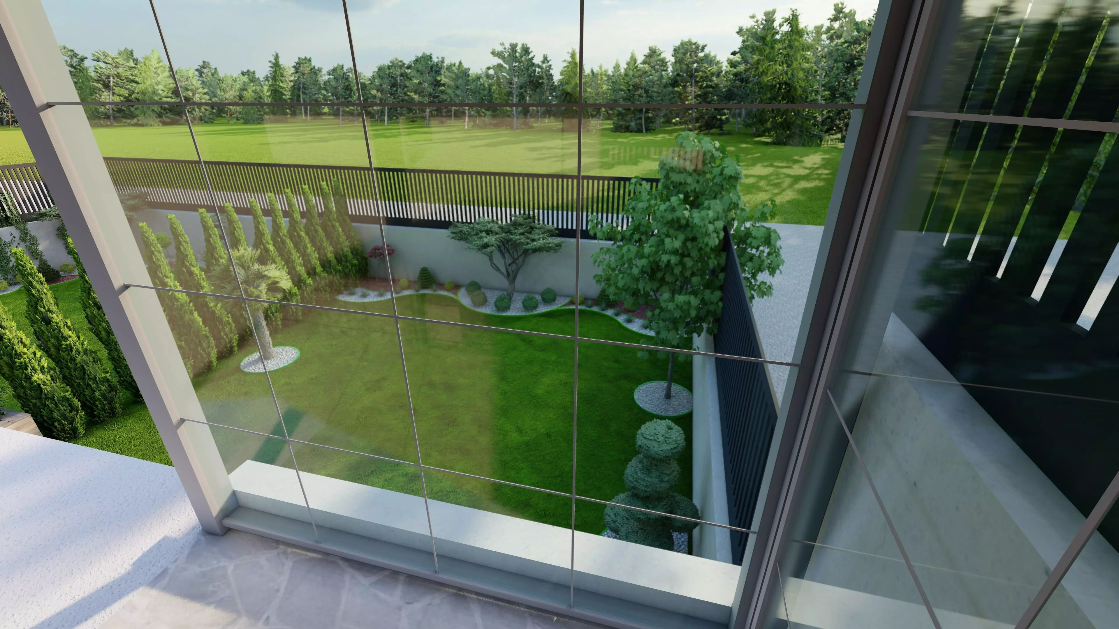 Detailed 3D Landscape Garden Model with Trees and Plants 3D model_0