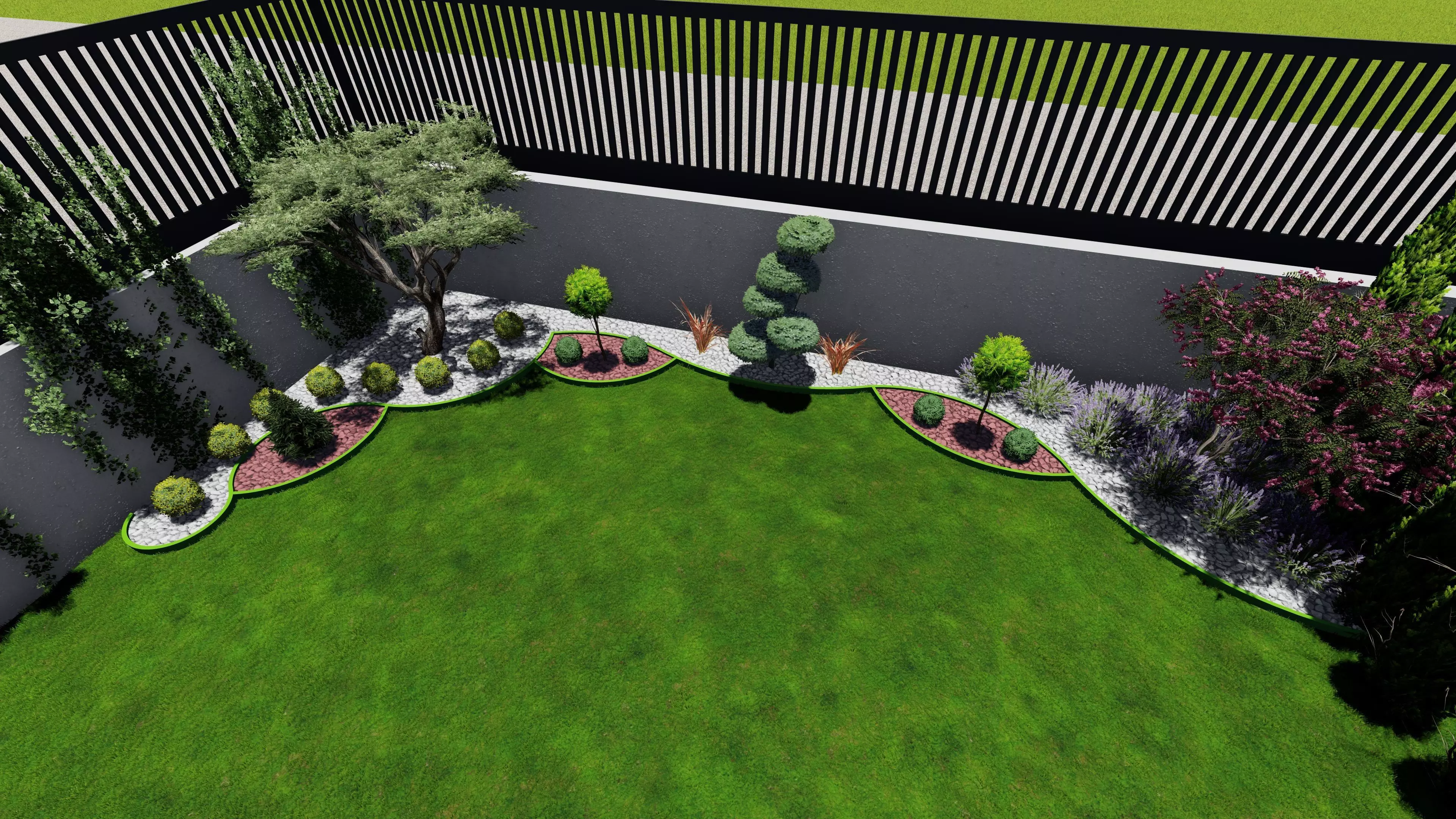 Detailed 3D Landscape Garden Model with Trees and Plants 3D model_1