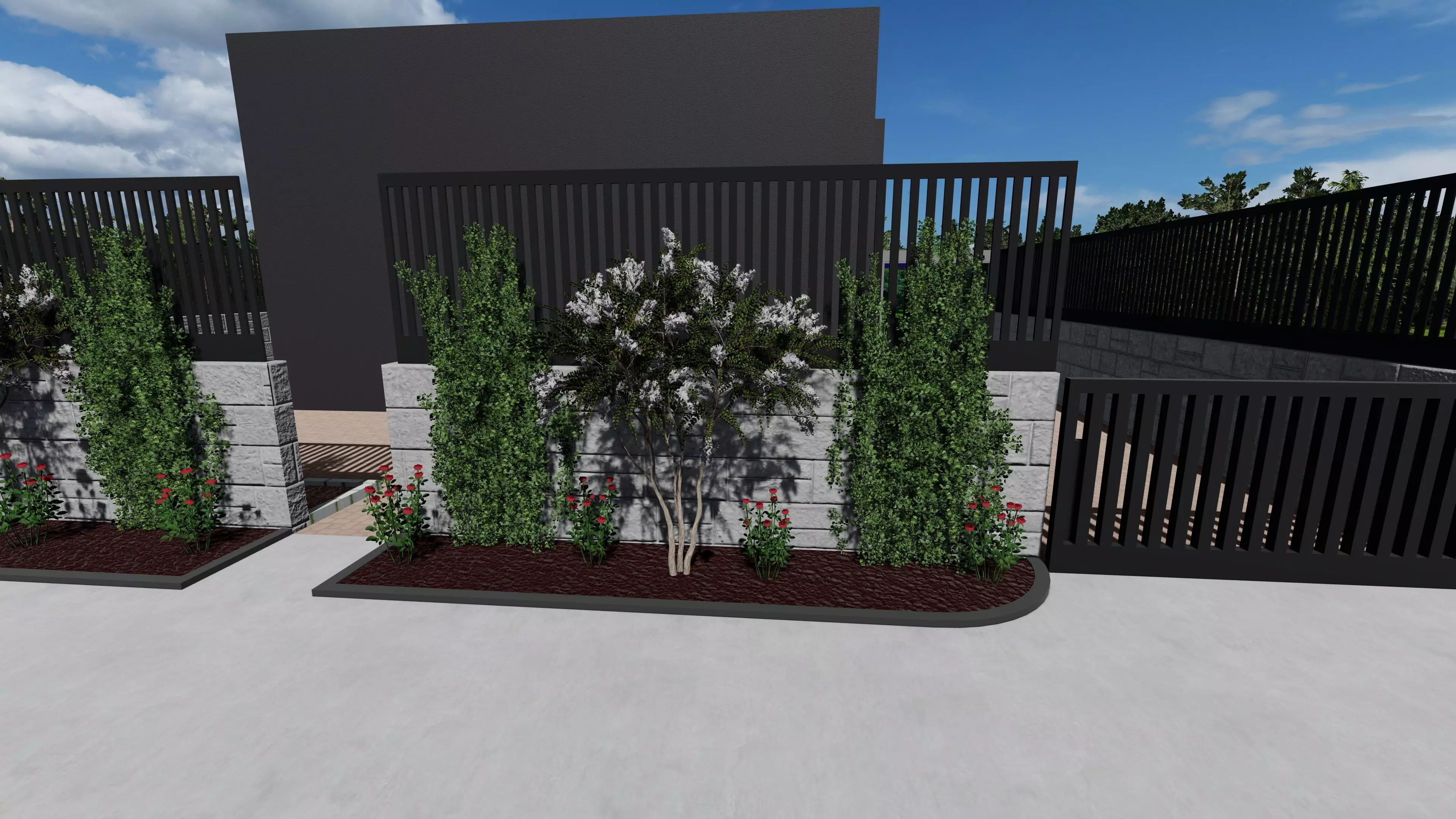 Detailed 3D Landscape Garden Model with Trees and Plants 3D model_4