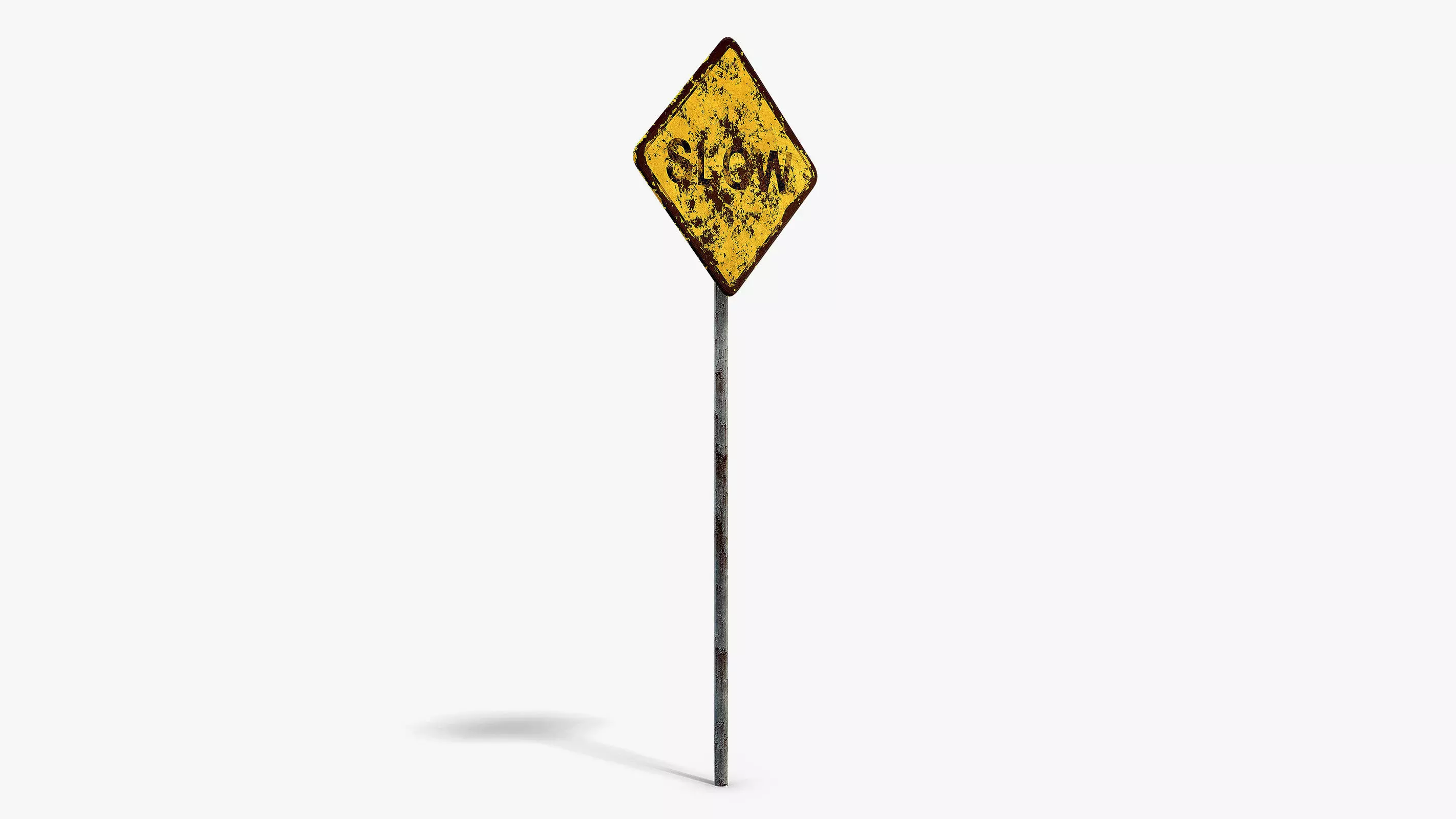 Damaged Slow Sign Low-poly 3D model_1