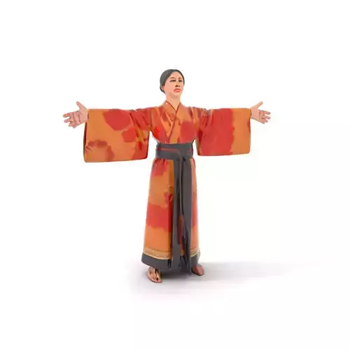 Elegant Kimono Outfit model pack Low-poly 3D model