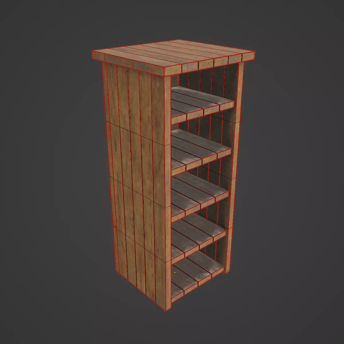 Medieval Tall Shelf 05 Low-poly 3D model_7