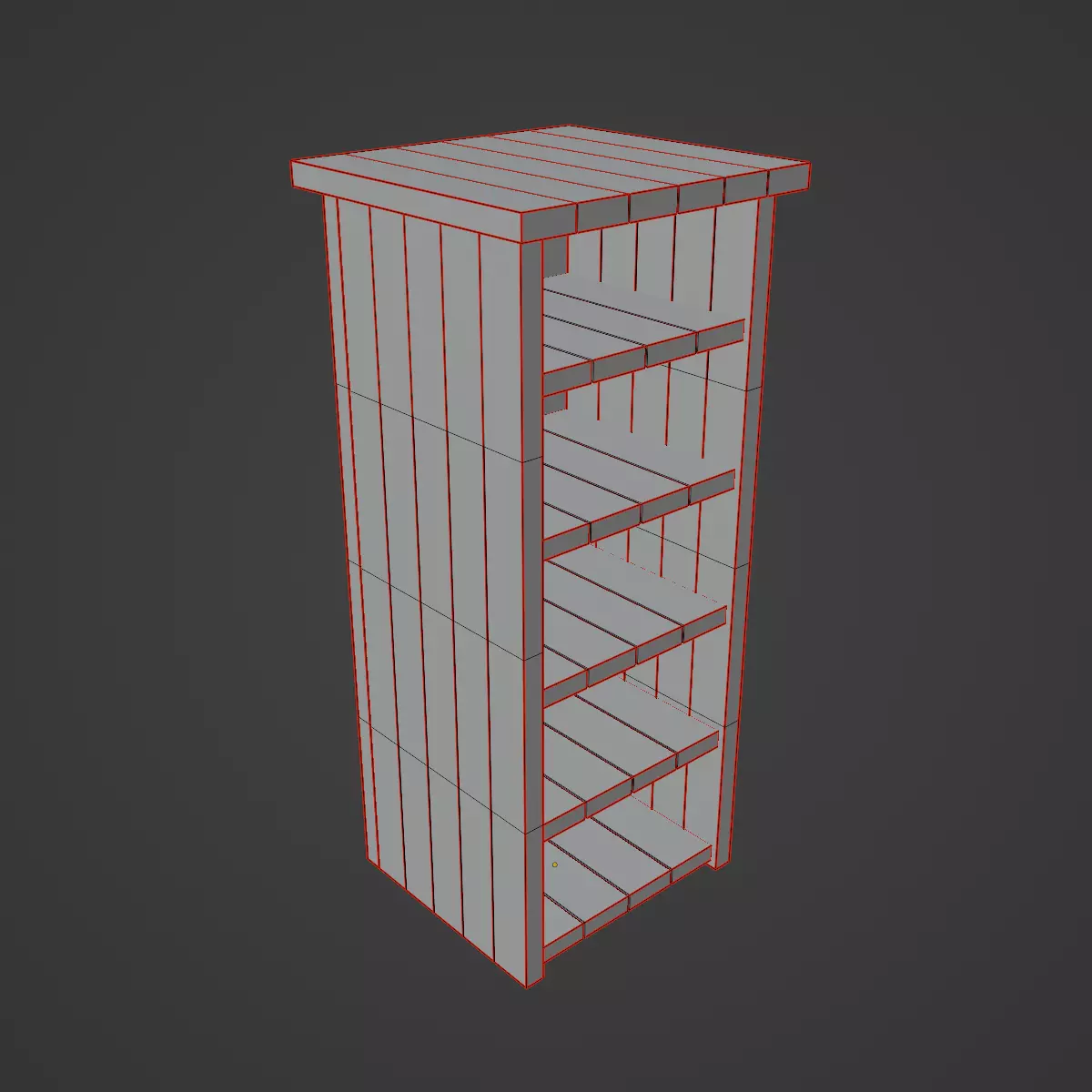 Medieval Tall Shelf 05 Low-poly 3D model_8