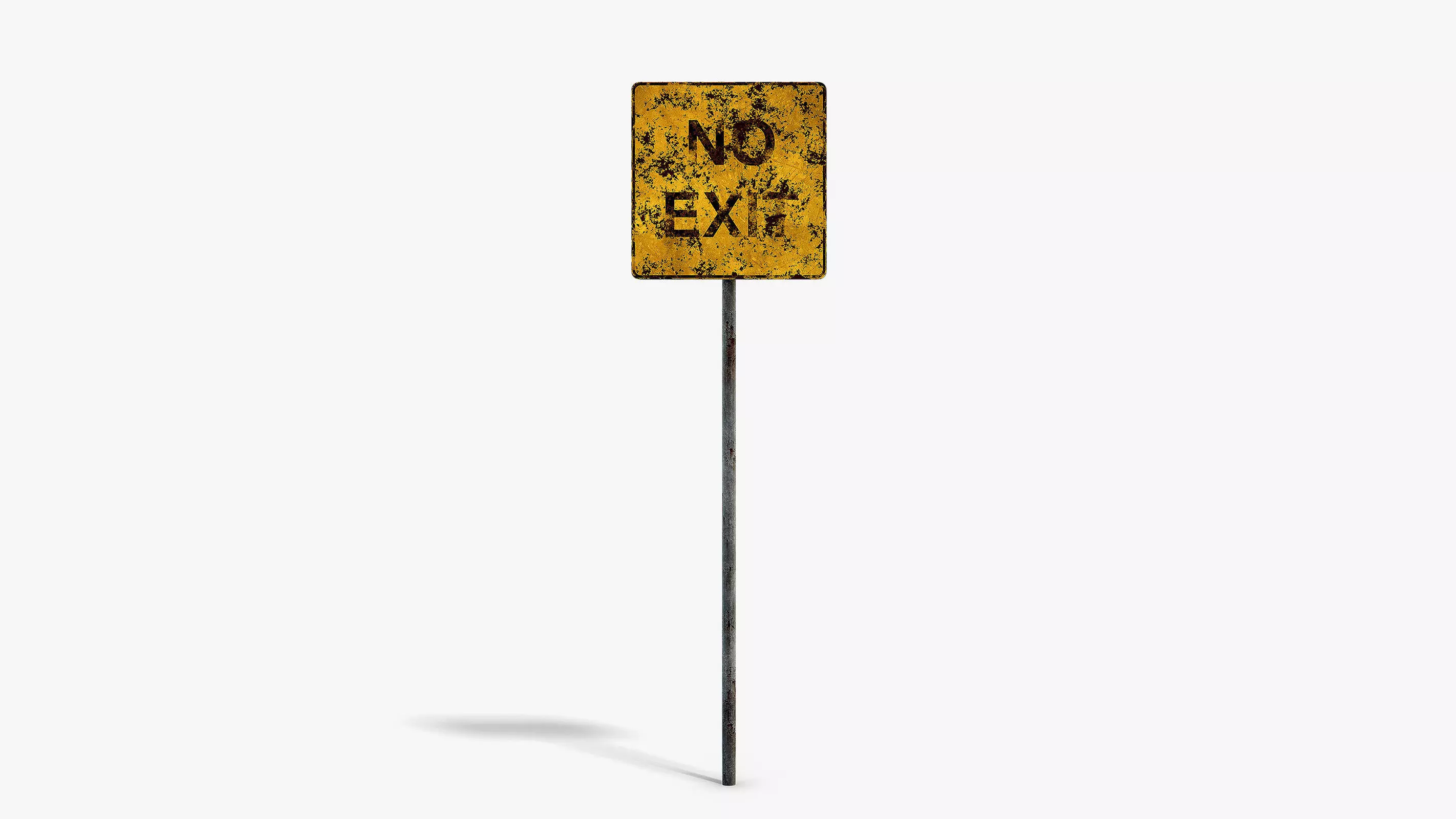Damaged No Exit Sign Low-poly 3D model_0