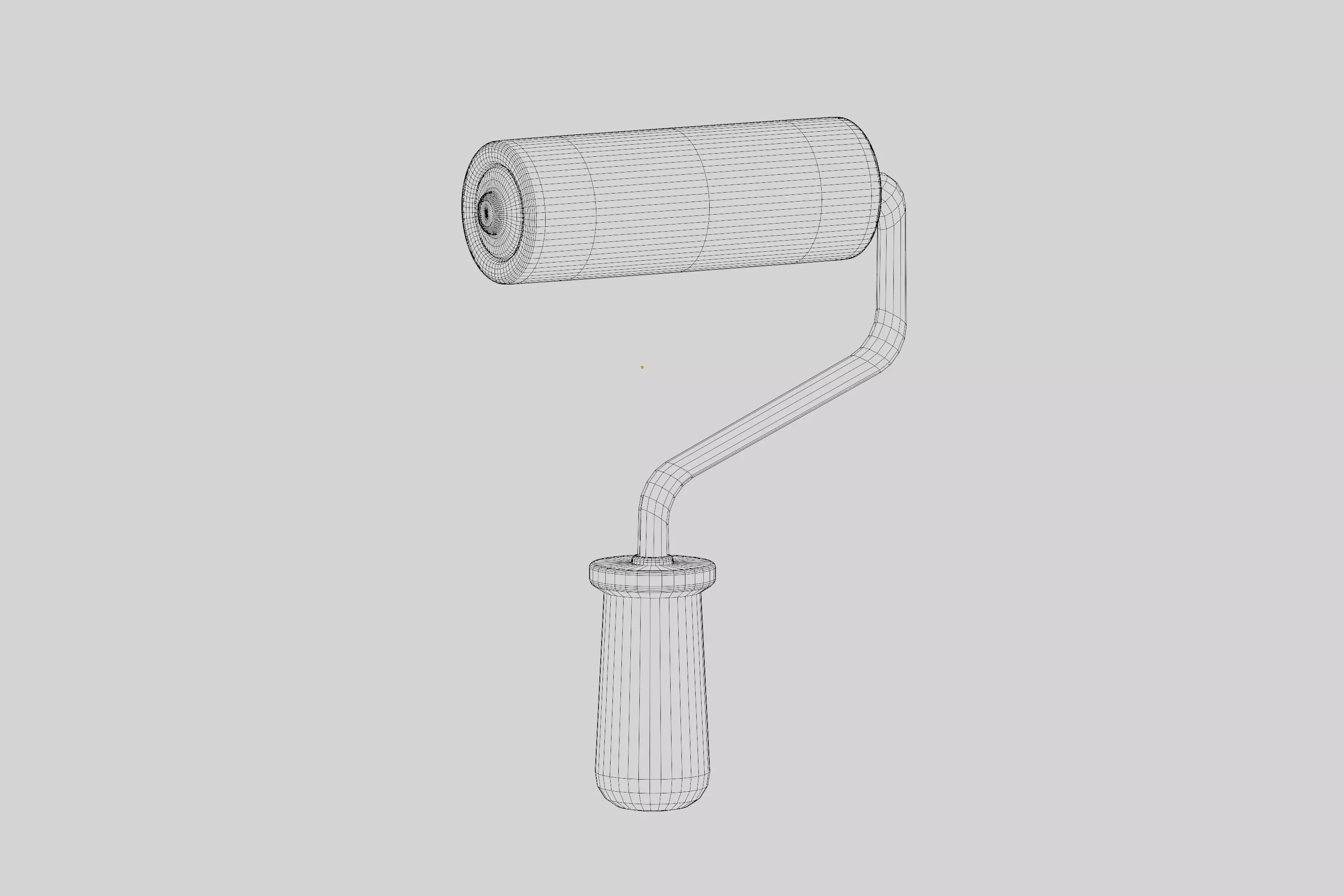 Paint Roller Brush Low-poly 3D model_7