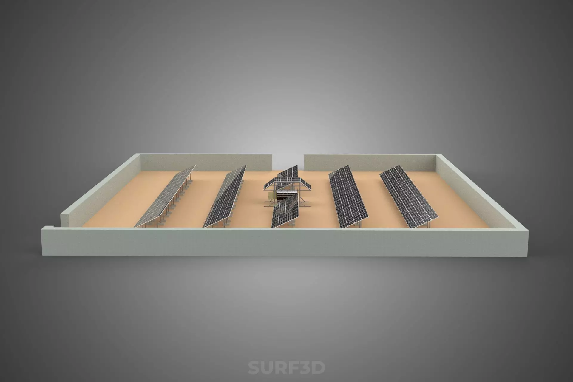 SOLAR PANEL POWER LAYOUT SITE INFRASTRUCTURE ENERGY PHOTOVOLTAIC 3D model_12