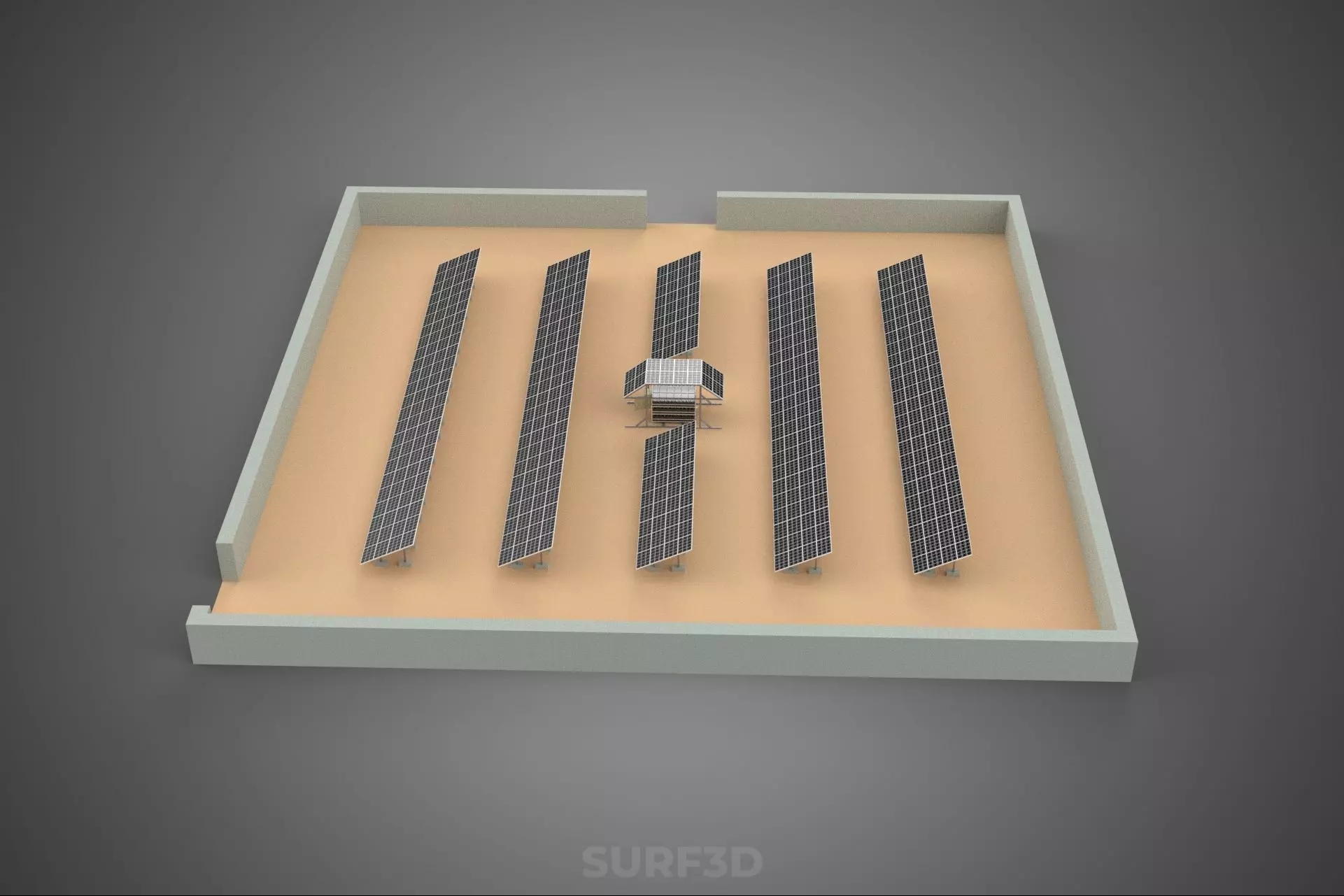 SOLAR PANEL POWER LAYOUT SITE INFRASTRUCTURE ENERGY PHOTOVOLTAIC 3D model_5