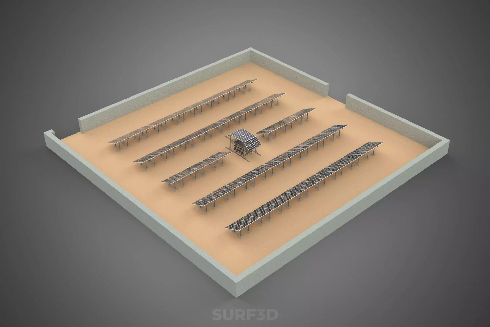 SOLAR PANEL POWER LAYOUT SITE INFRASTRUCTURE ENERGY PHOTOVOLTAIC 3D model_6