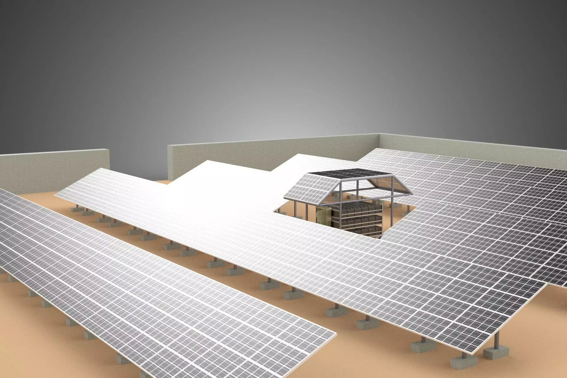 SOLAR PANEL POWER LAYOUT SITE INFRASTRUCTURE ENERGY PHOTOVOLTAIC 3D model_24
