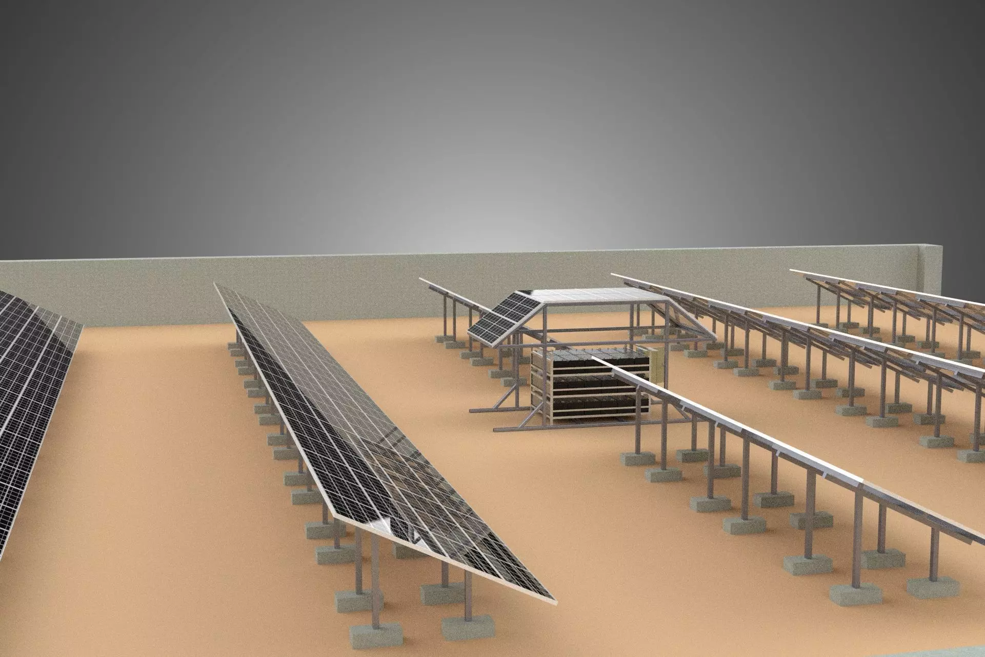 SOLAR PANEL POWER LAYOUT SITE INFRASTRUCTURE ENERGY PHOTOVOLTAIC 3D model_21