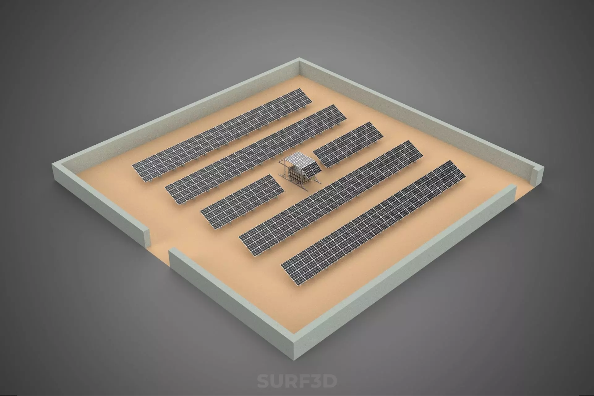 SOLAR PANEL POWER LAYOUT SITE INFRASTRUCTURE ENERGY PHOTOVOLTAIC 3D model_2